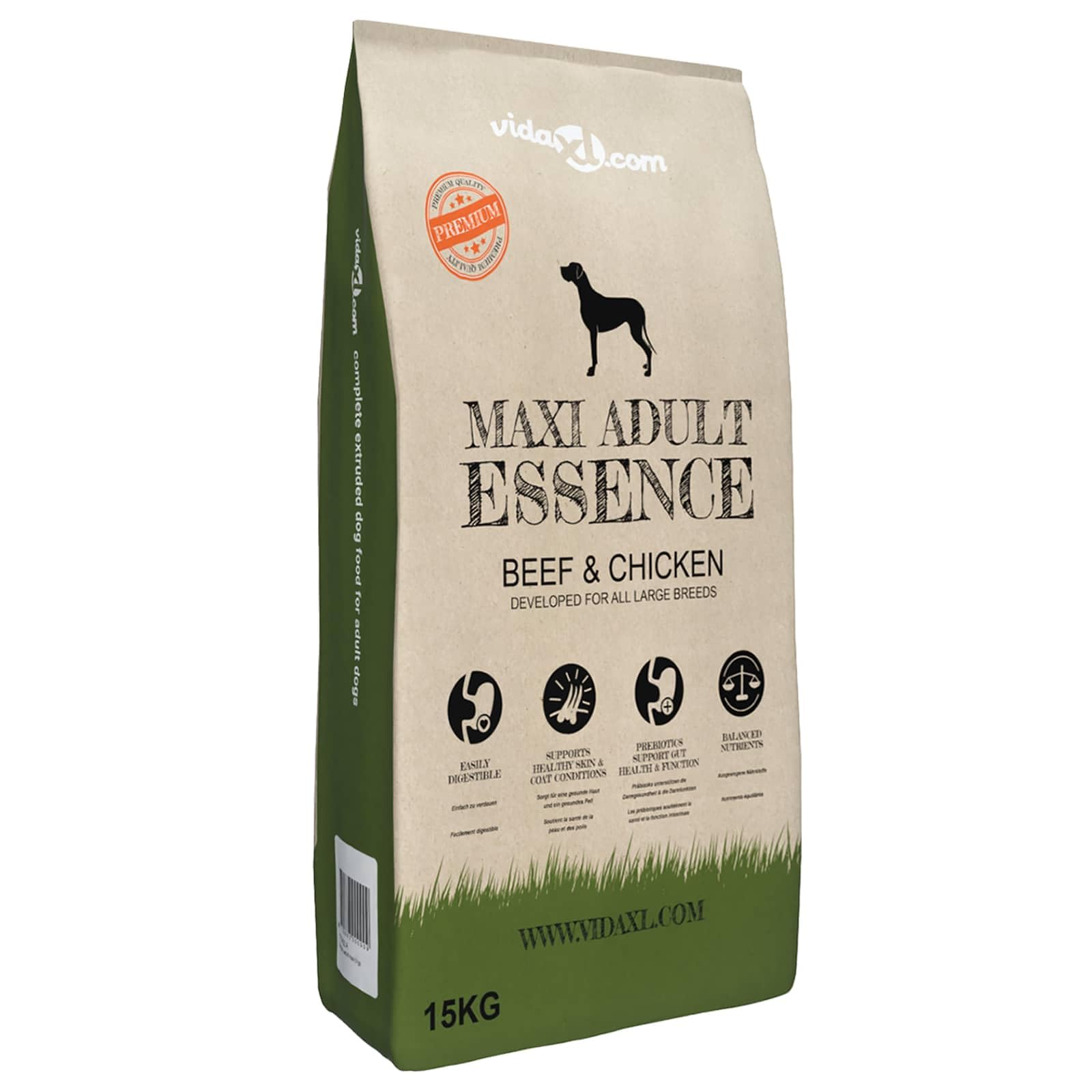 Mangloder Comedero para perros con cuenco de acero inoxidable, comedero automático y 15 kg de comida para perros, color plateado y negro, antideslizante, para interior y exterior, a prueba de fugas