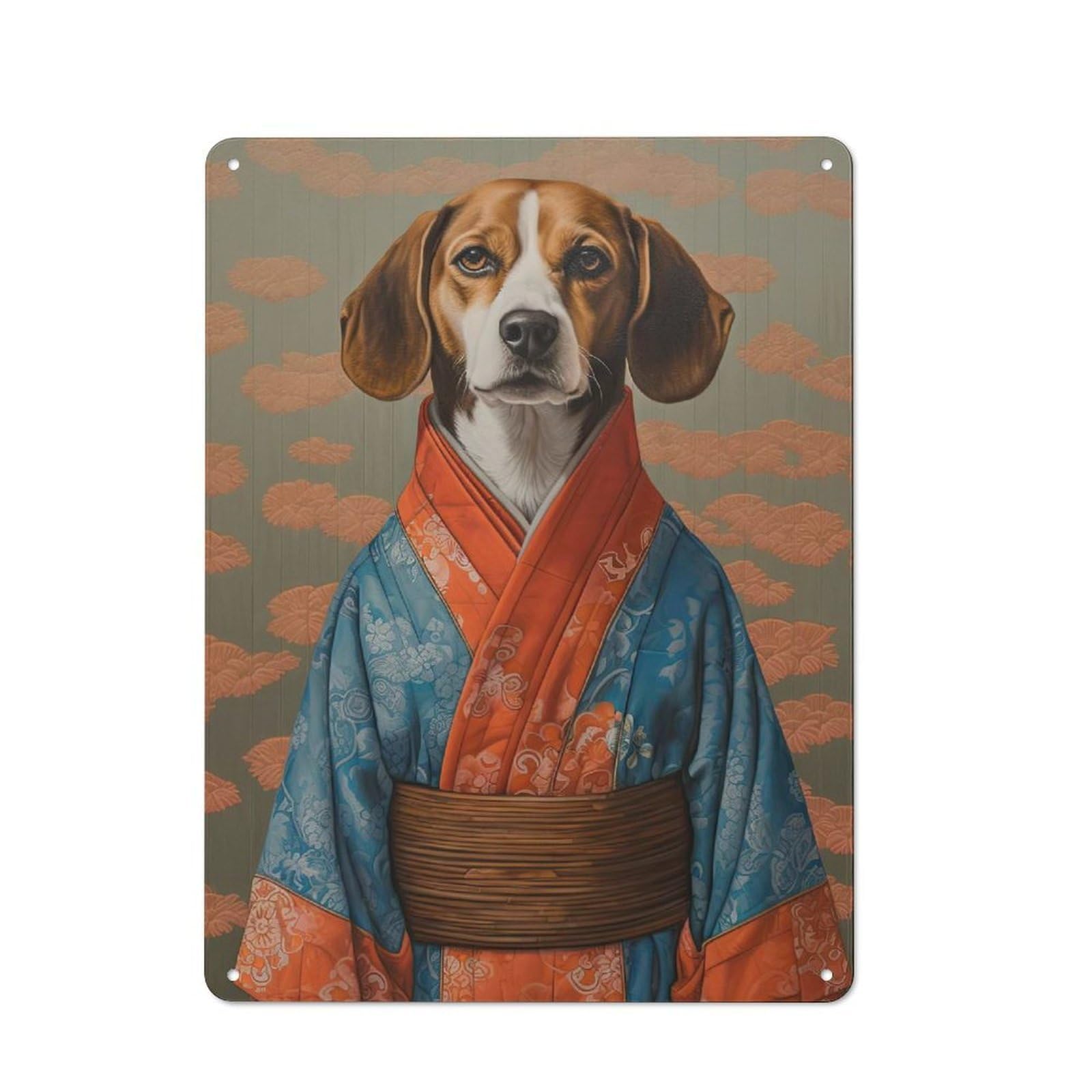 Junmoney Style-16 Beagle Geisha Rustic Metal Wall Sign 40X30cm For Bar Or Restaurant, A Decorative Metal Sign For Bars And Restaurants