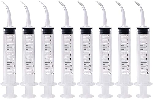 Jeringa de riego dental con punta curvada paquete de 8 unidades desechables de 12 cc limpiador bucal de chorro de piedra de amígica jeringa de