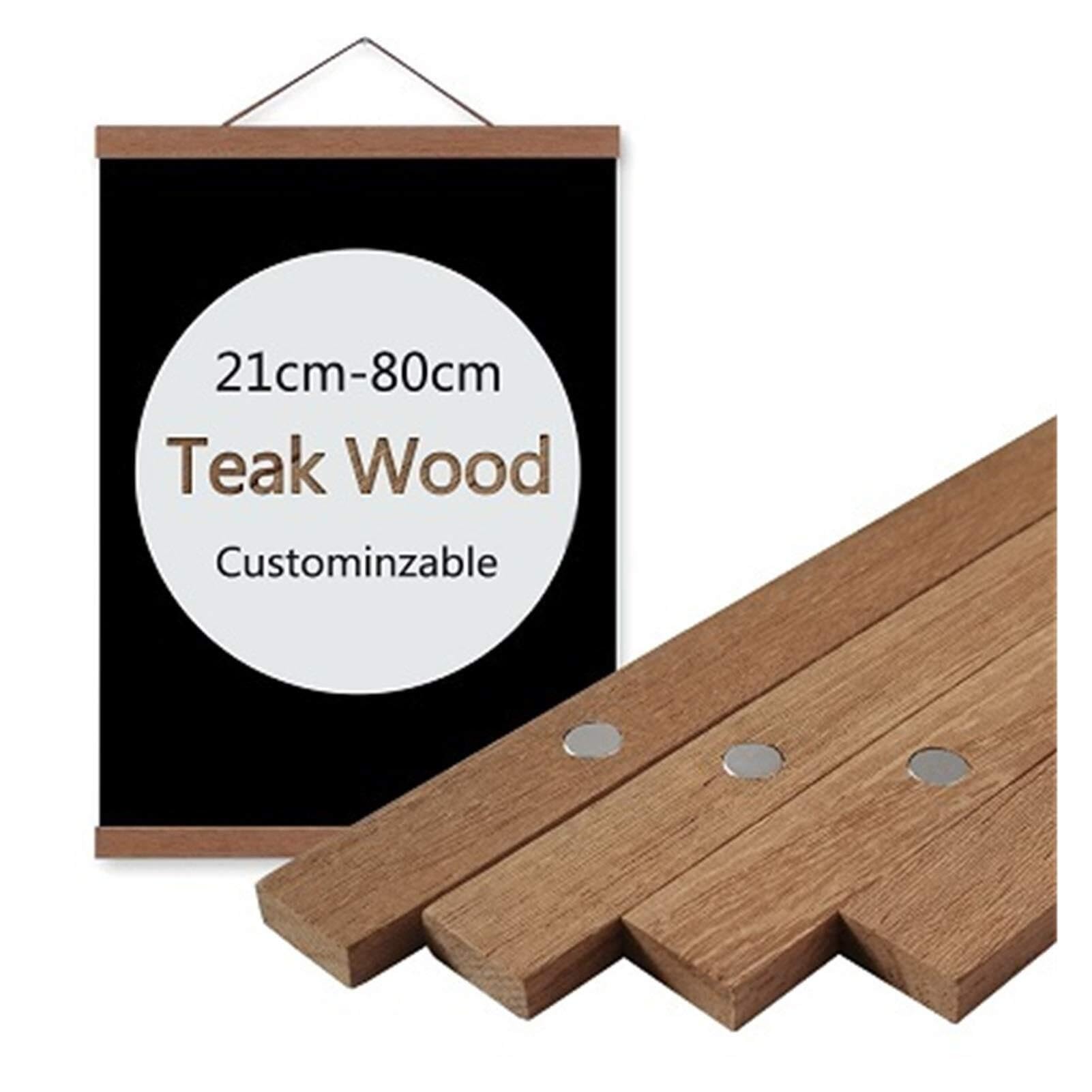 Photo Frames Magnetic Poster Hanger Frame Teak Wooden Natural Painting Photo Canvas Wall Art Craft(Teak Wood,21cm)