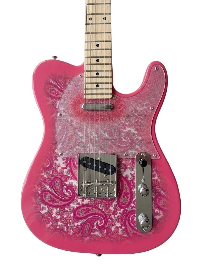 Chitarra elettrica Solid Body, Pink Paisley, tastiera in acero con pickup single-coil, full size 39" for performance sul palco e registrazione in studio (Guitarra Electrica)
