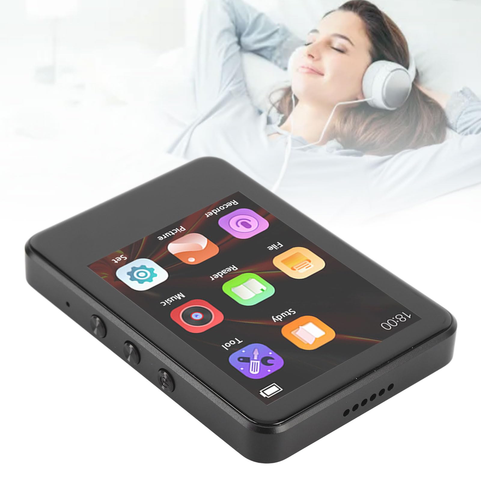 Zunate 2 Pièces Lecteur MP3 Écran Tactile 2,8 Pouces avec Haut-Parleur