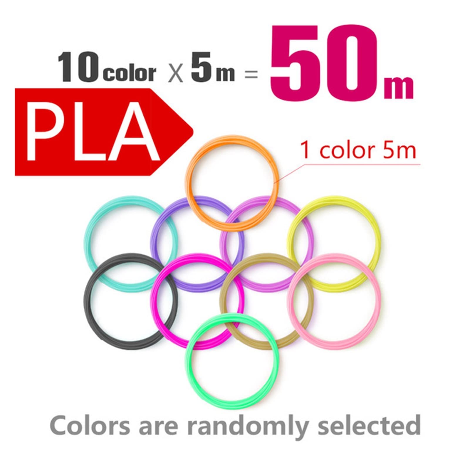 Recambios de Varillas de filamento PLA ABS for bolígrafo 3D Material de bolígrafo de impresión 3D 9M/50M/100M/200M filamento de 1,75mm sin Olor for lápiz 3D Lucky (Color : PLA 200M)