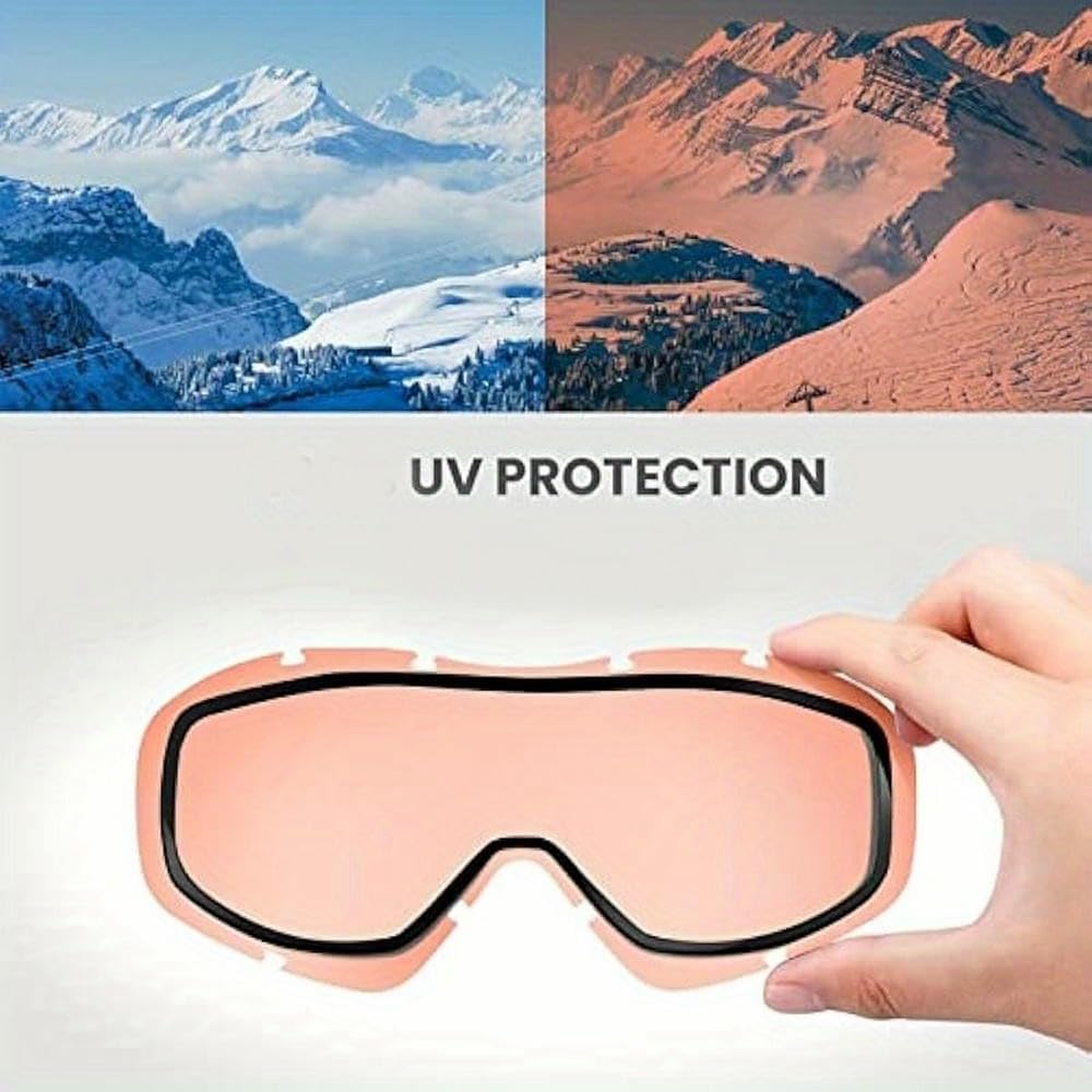 Gogle narciarskie NYSDM Gogle snowboardowe na okulary Wymienne szkła Ochrona UV Technologia przeciwmgielna Biała ramka