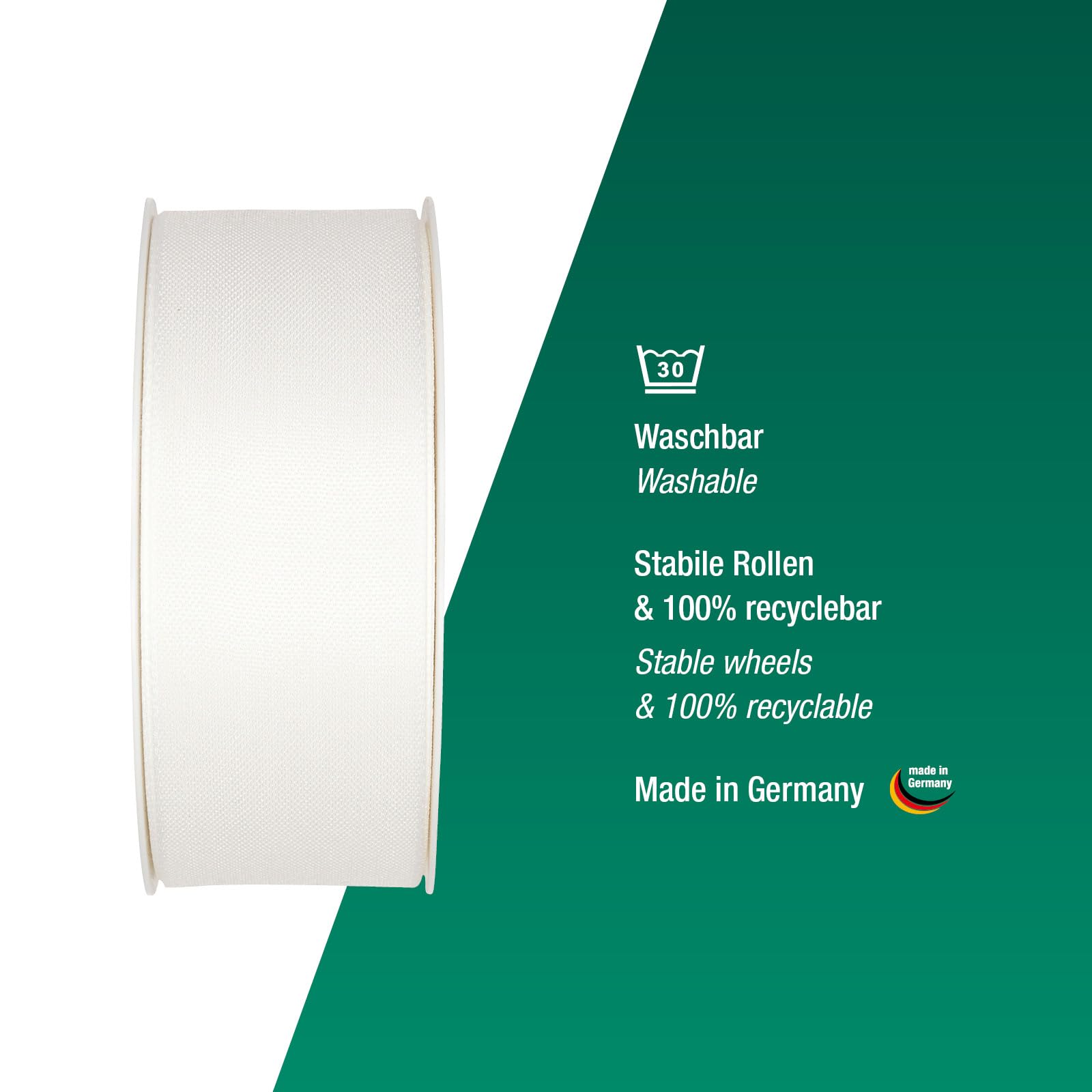 Halbach Seidenbänder Cadeaulint, breedte 10 mm, lengte 25 m, lint made in Germany, cadeaulinten in verschillende kleuren en breedtes, perfect voor verpakken en decoreren, kleur: crème