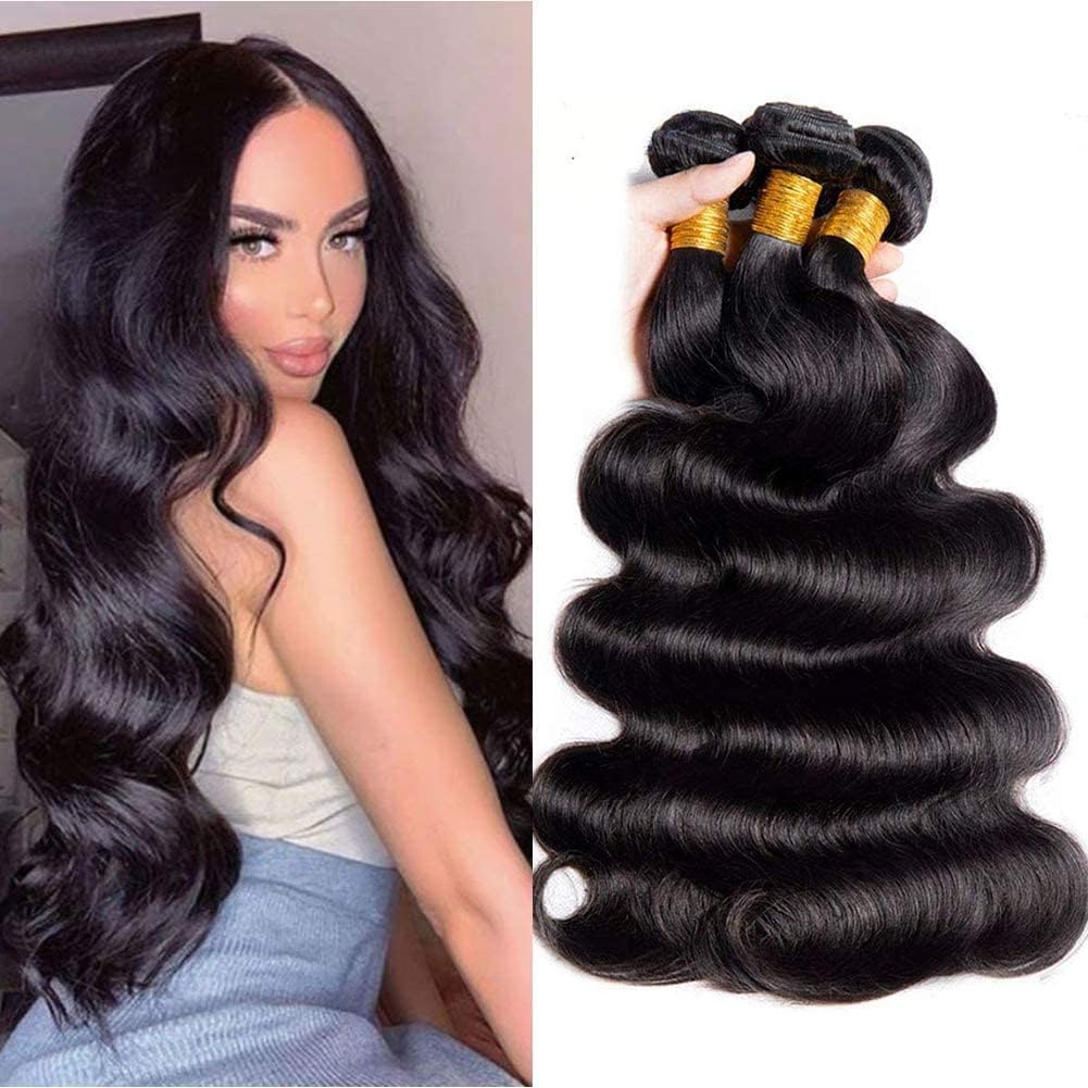 DMS 3 Bundles 20 22 24 Brazilian Body Wave Human Hair Weave Unprocessed Virgin Hair Mink Brazilian Virgin Hair Body Wave(Natural Color 20 22 24)