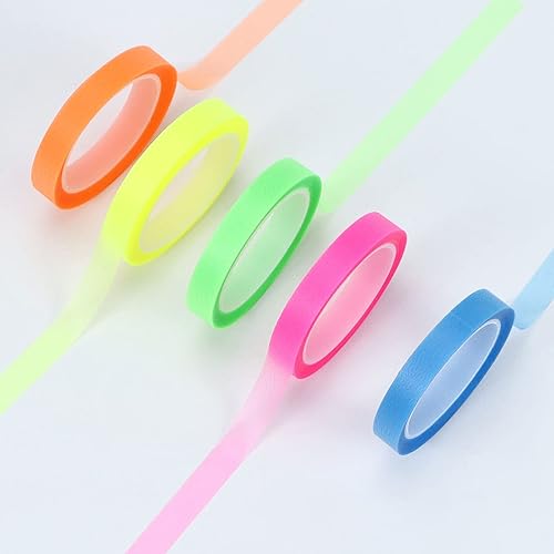 Buqoo Juego de 5 rollos de cinta de resaltador transparente mini cinta Washi marcadores de página PET pestañas adhesivas de índice para marcado de