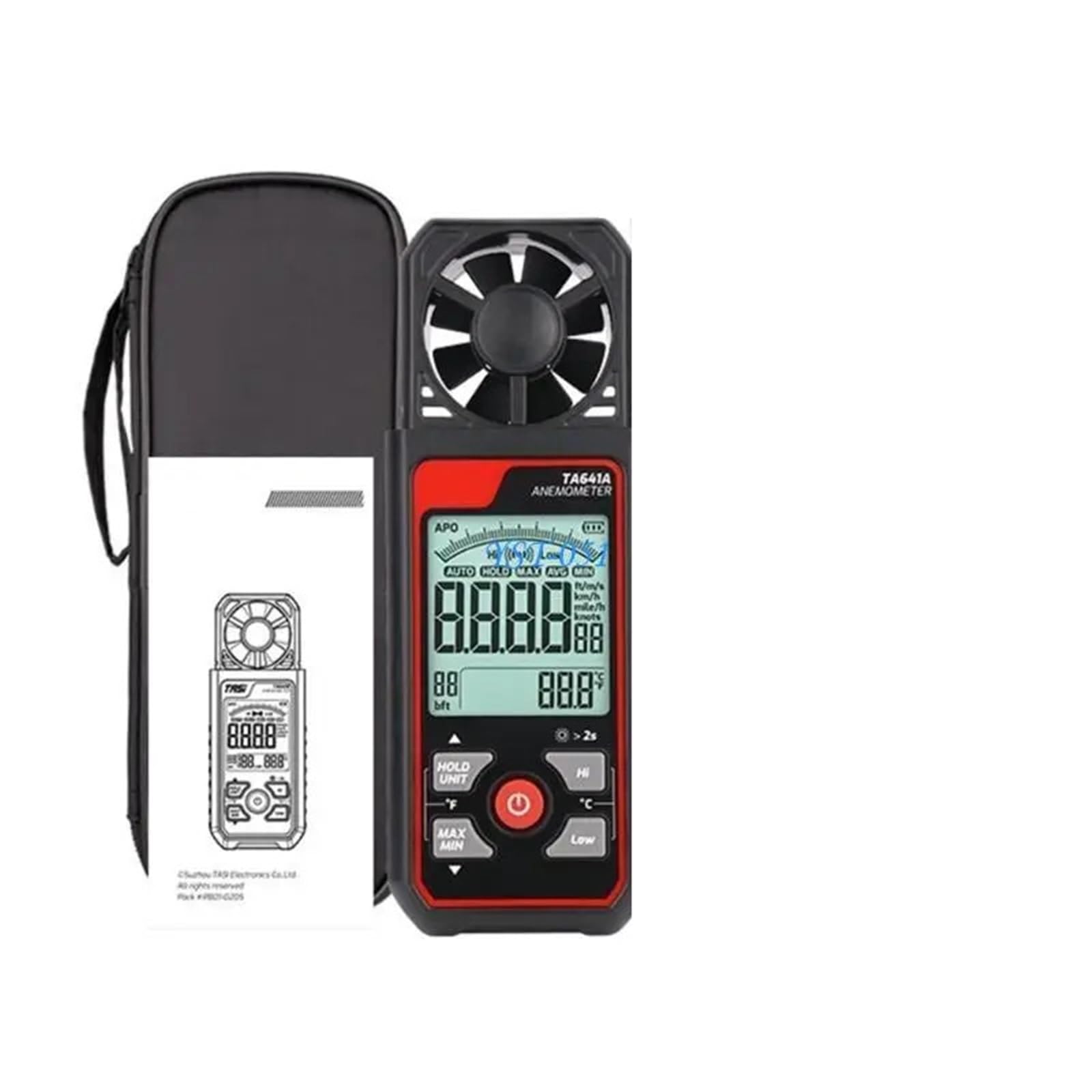 Anemómetro digital portátil E15A, medidor de velocidad del viento, temperatura y humedad, ideal for entusiastas de las actividades al aire libre.