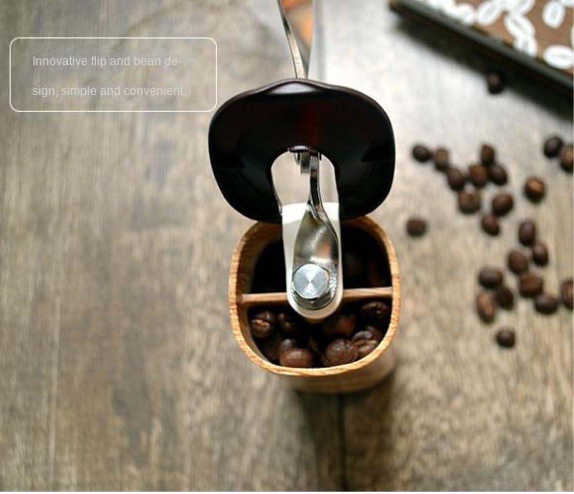 Podróżny Młynek do Kawy Ręczny Młynek Do Kawy Z Ceramicznymi Żarnami Dwa Przezroczyste Szklane Słoiki Regulowany Uchwyt Ze Stali Nierdzewnej Kompaktowy Espresso(Beige)