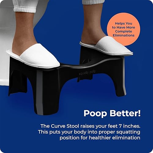 Vista 3 de Squatty Potty The Original - Taburete de inodoro de baño, ligero curvo con diseño elegante y moderno, negro, 7 pulgadas
