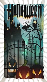 Halloween Scary Pumpkin Crib Sheets for Boys, Girls Machine Washable Soft Cozy Microfiber Fitted Crib Sheet for Standard Crib and Toddler Mattresses Boys Girls 28x52 Inch