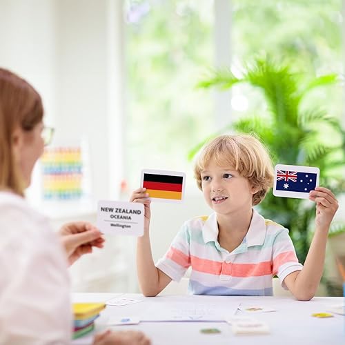 Miniatura 2 de Blue Panda 205 tarjetas flash de banderas de país, tarjetas de doble cara de 2.5 x 3.5 pulgadas, aprendizaje de geografía para niños con capitales y