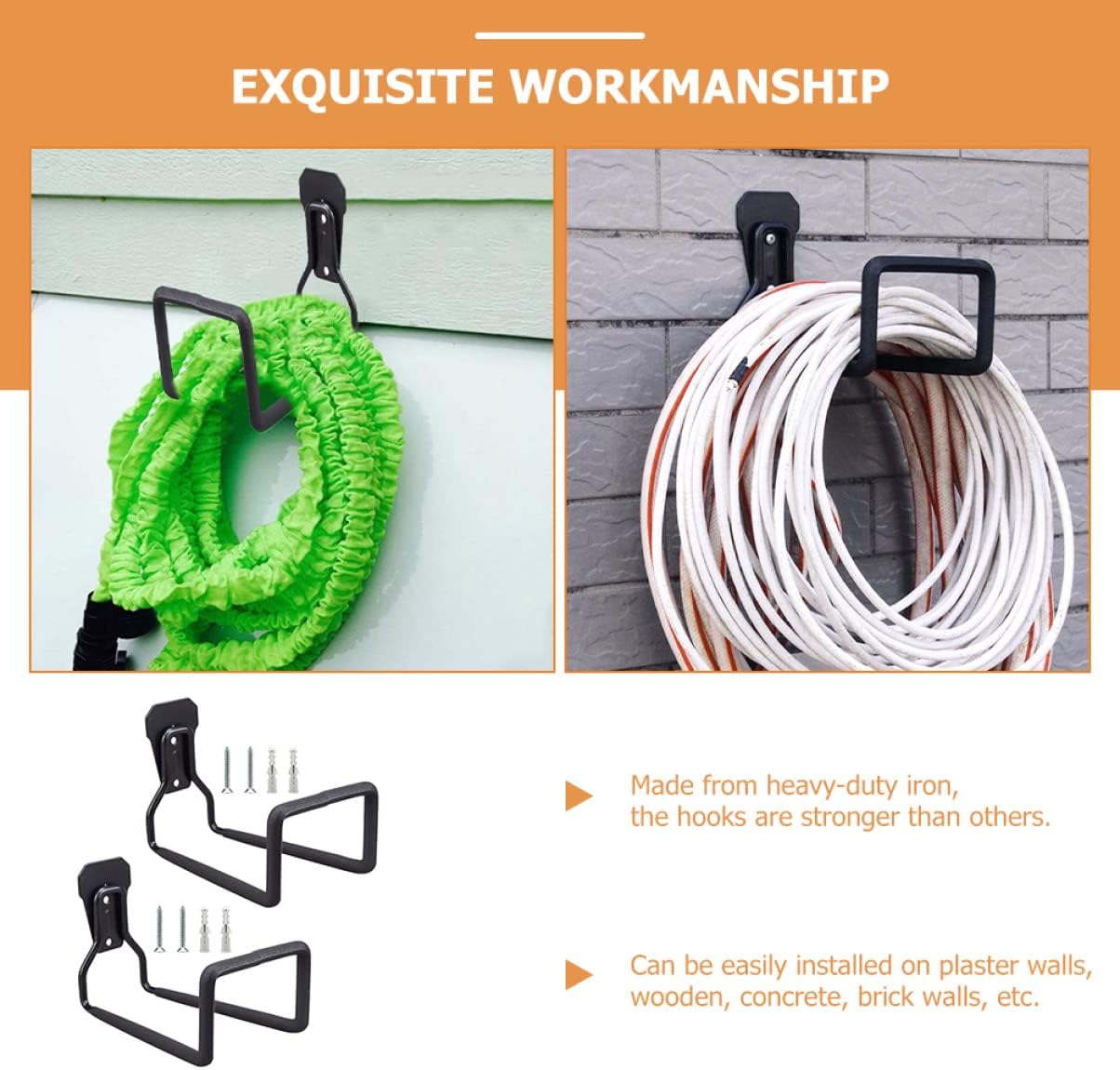 2pcs Heavy-Duty Wall Mounted Hooks for Garage Utility Storage Organizers for Shed Shop Basement Garden Versatile Wall Mount Hooks for Secure Item Holding