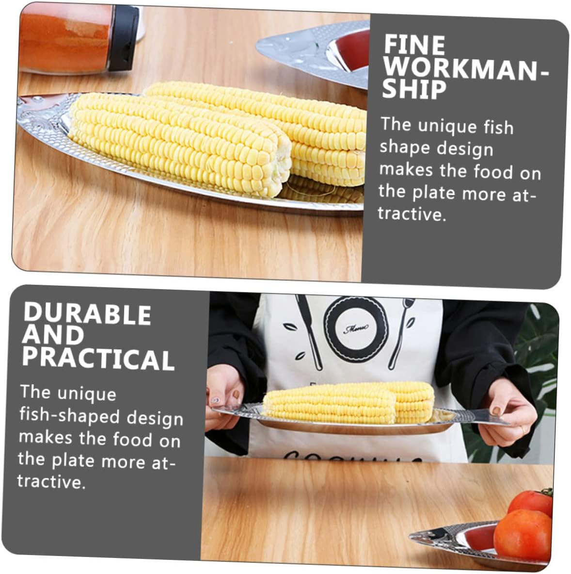 HEALLILY 3pcs Multi-function Steamed Fish Tray Dinner Vegetable Plate Boys and Girls Plates Non Toxic