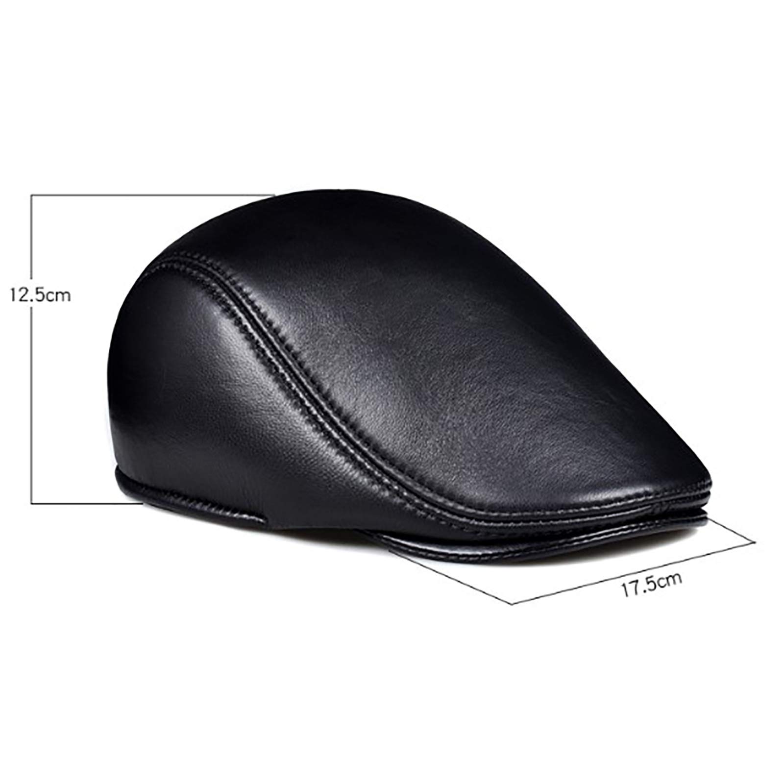 G&F Berretti Uomini Pelle Cappello Pelle Pecora Tenere Caldo Cappellino Cotone per Anziani 54-62 Cm Inverno