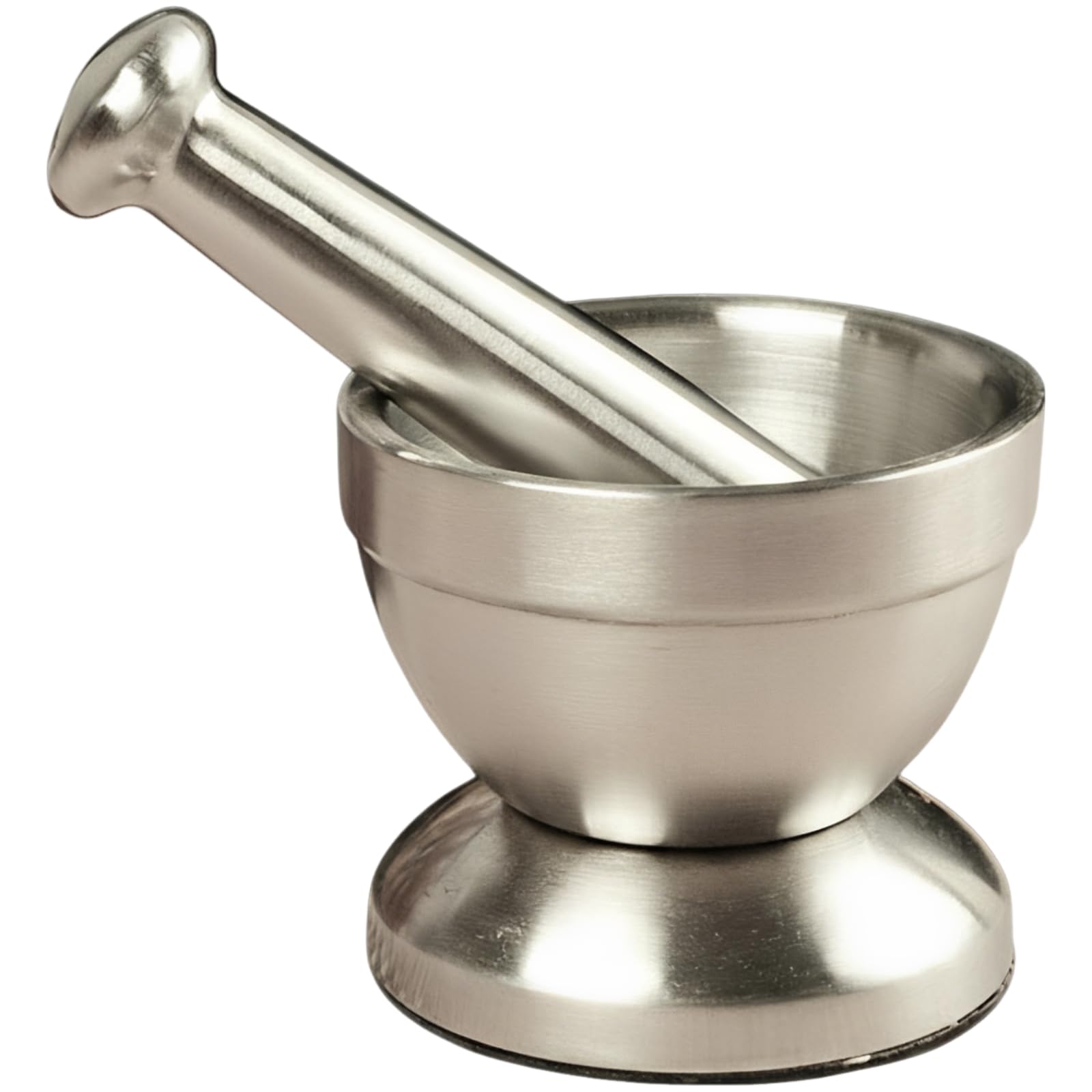Mörser und Stößel Set aus Edelstahl, 10 cm x 8,8 cm, Knoblauchpresse, Kräutermühle und Gewürzzerkleinerer, gebürstete Oberfläche, für Knoblauch, Ingwer, Kräuter und Gewürze, leicht zu reinigen