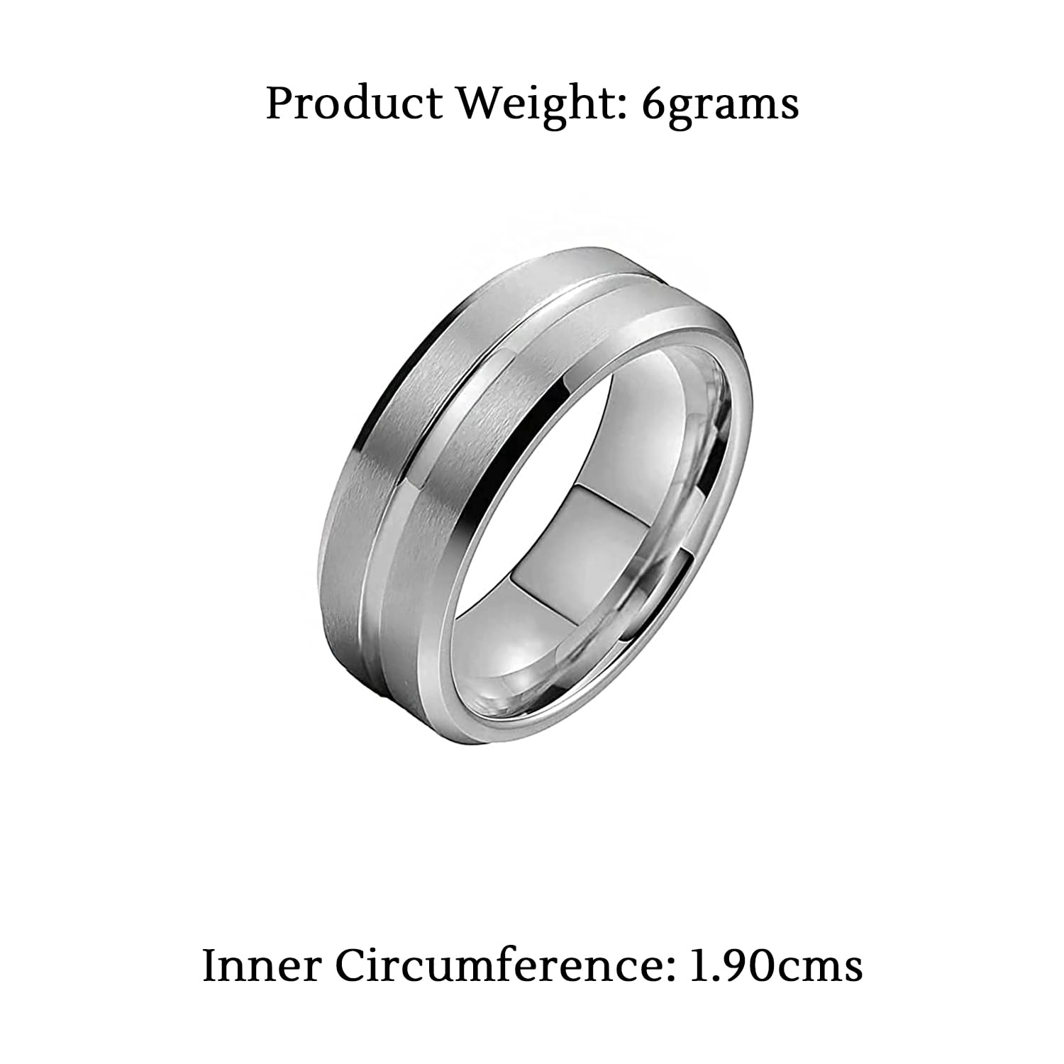 Stainless Steel Silver Toned Grey Finger Ring for Men