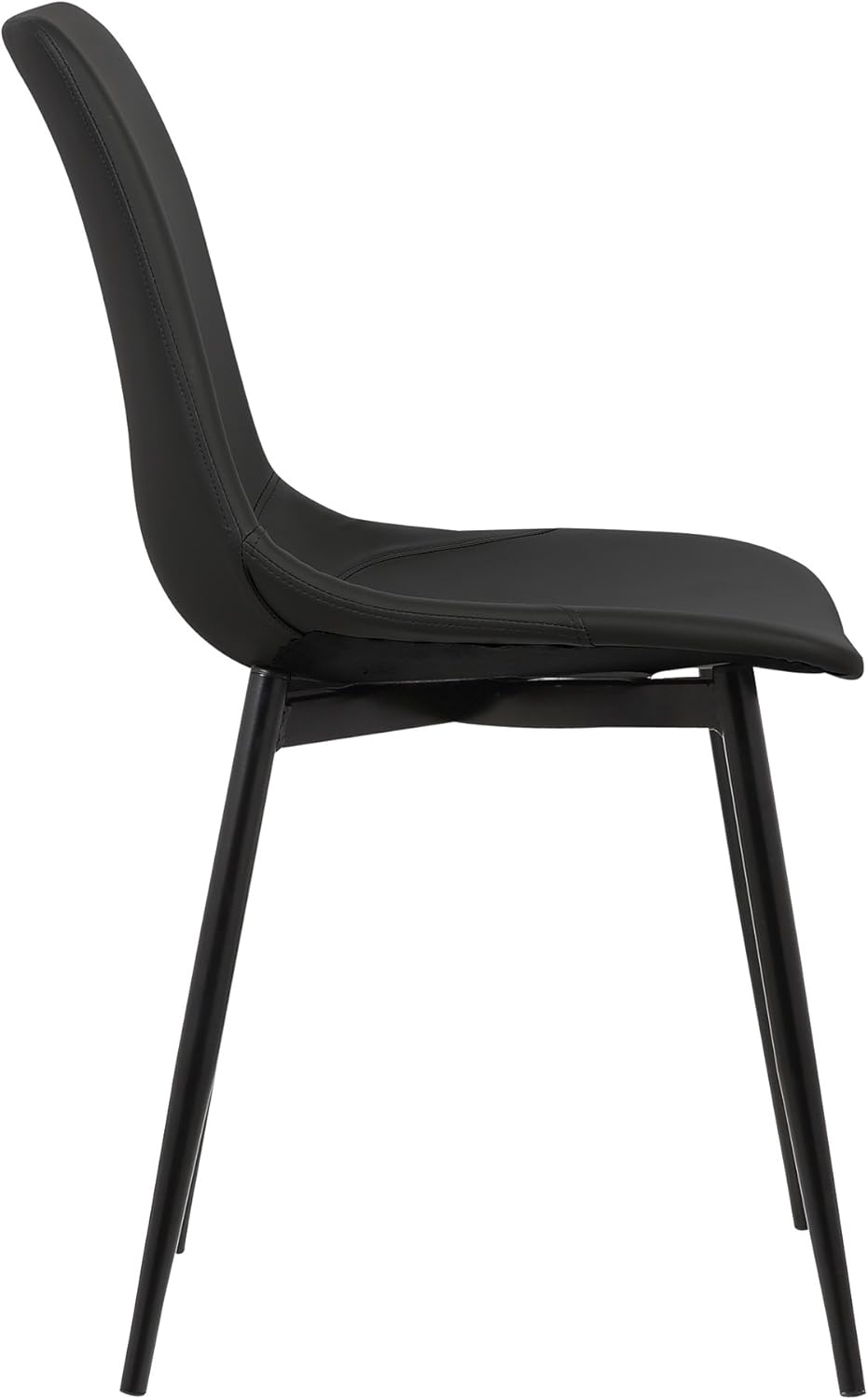 Armen Living Monte Mid Century Modern Dining Accent Chair for Table Kitchen Desk Vanity in Black Faux Leather with Black Metal Legs