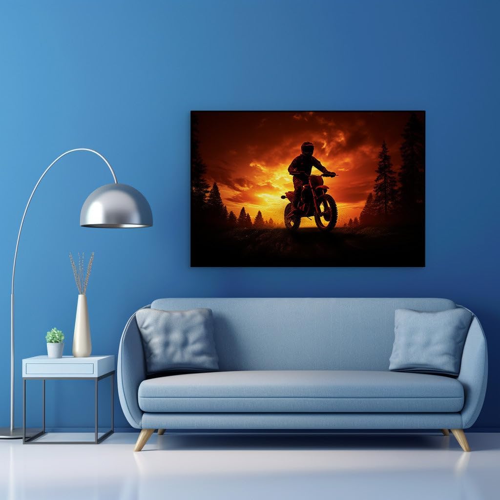 Canvas for Living room. Sunset Ride into Adventure: Embracing the Thrill of Off-Road Freedom, 27 x 18 inch Canvas Wall Art - Contemporary Masterpieces - Modern Home Decor