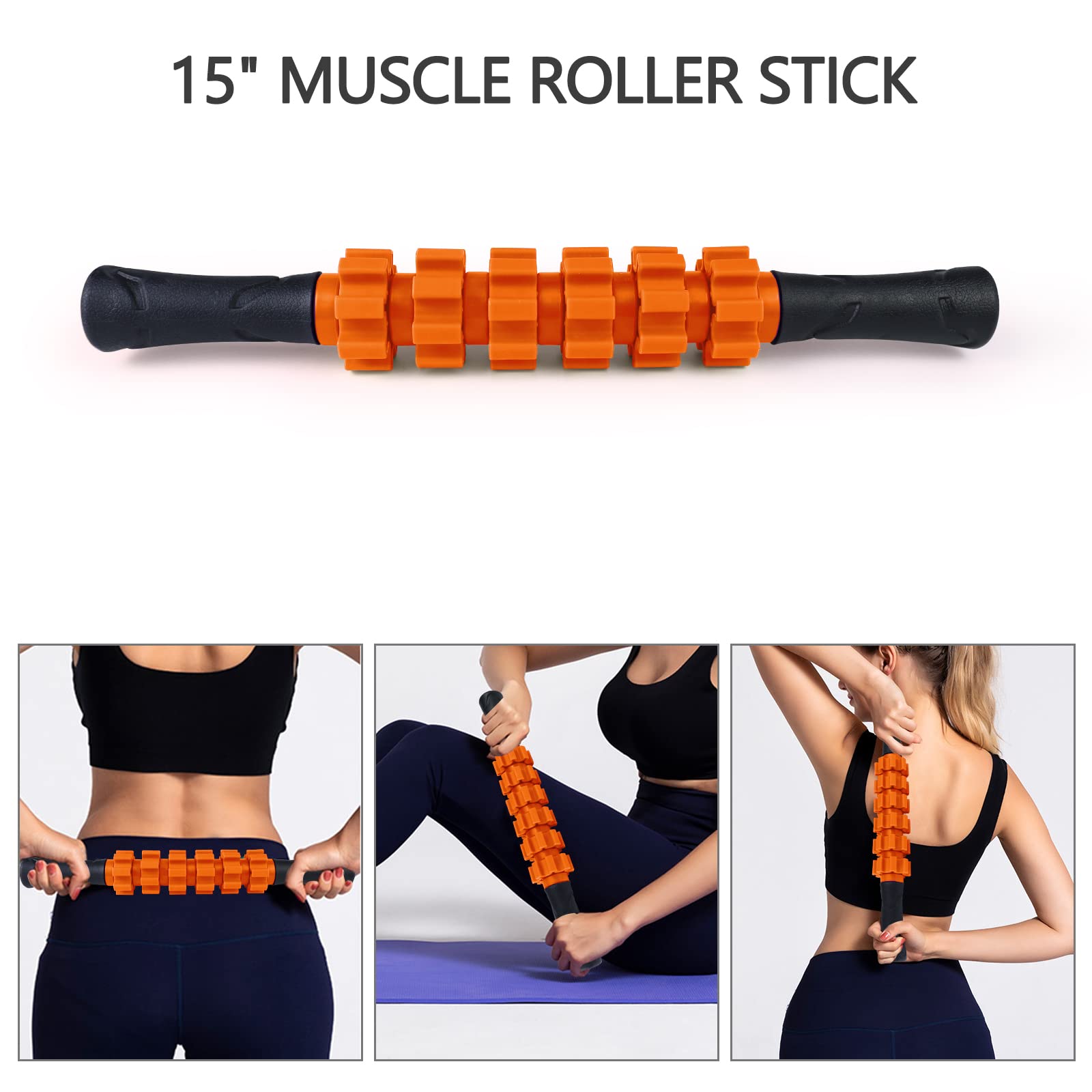 Krightlink 5 in1 Foam Roller Set, High Density Deep Tissue Massager for Muscle Massage, Massage Roller, Massage Ball, Resistance Band for Whole Body Physical Therapy Deep Muscle Massage (Purple): Orange