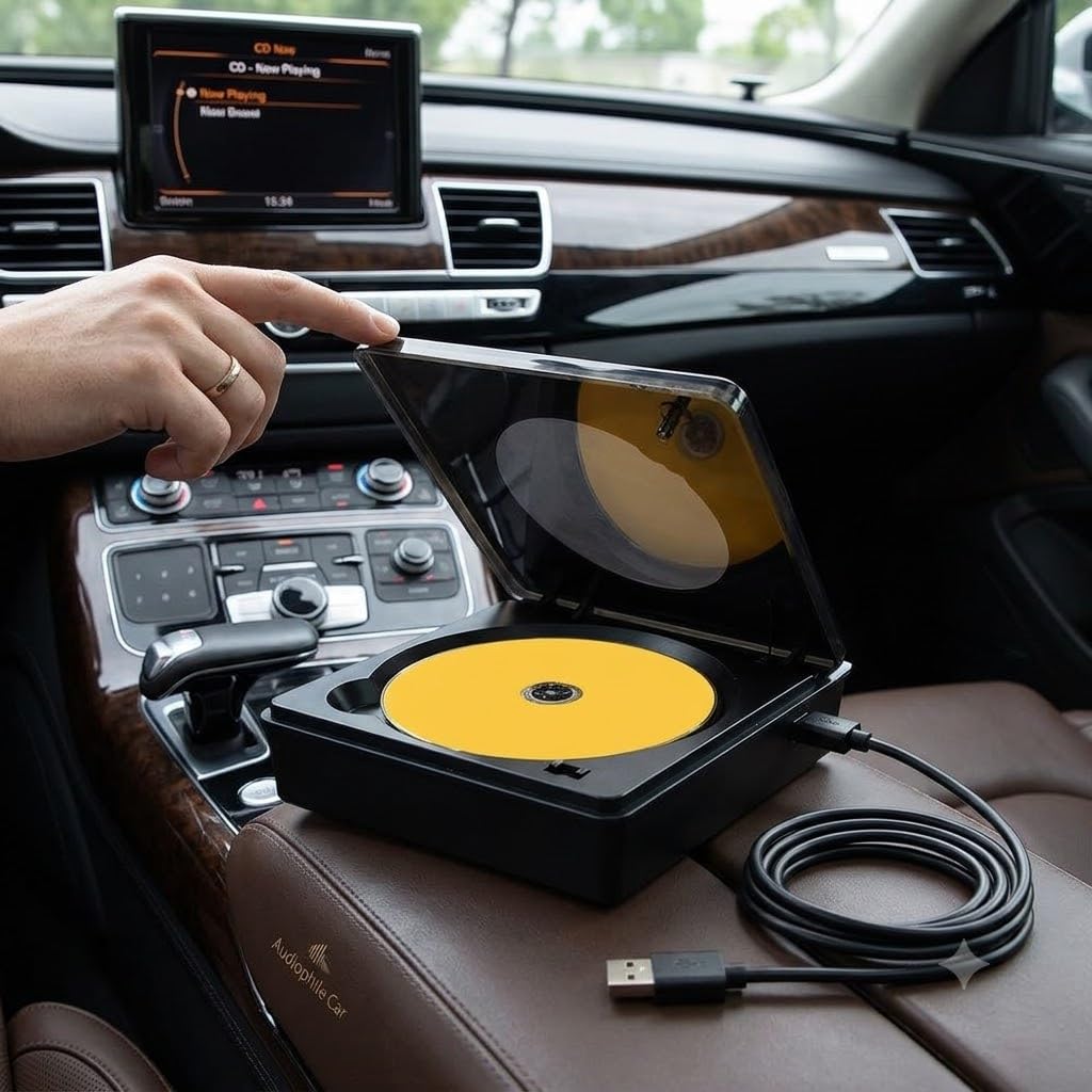 Lecteur CD Externe de Voiture, Lecteur DVD avec Connexion USB, qualité Audio sans Perte, Lecteur CD Portable pour Voiture, Design PC Compact pour systèmes de Navigation Android