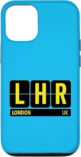 iPhone 14 LHR London England UK Travel Souvenir Yellow Text Case