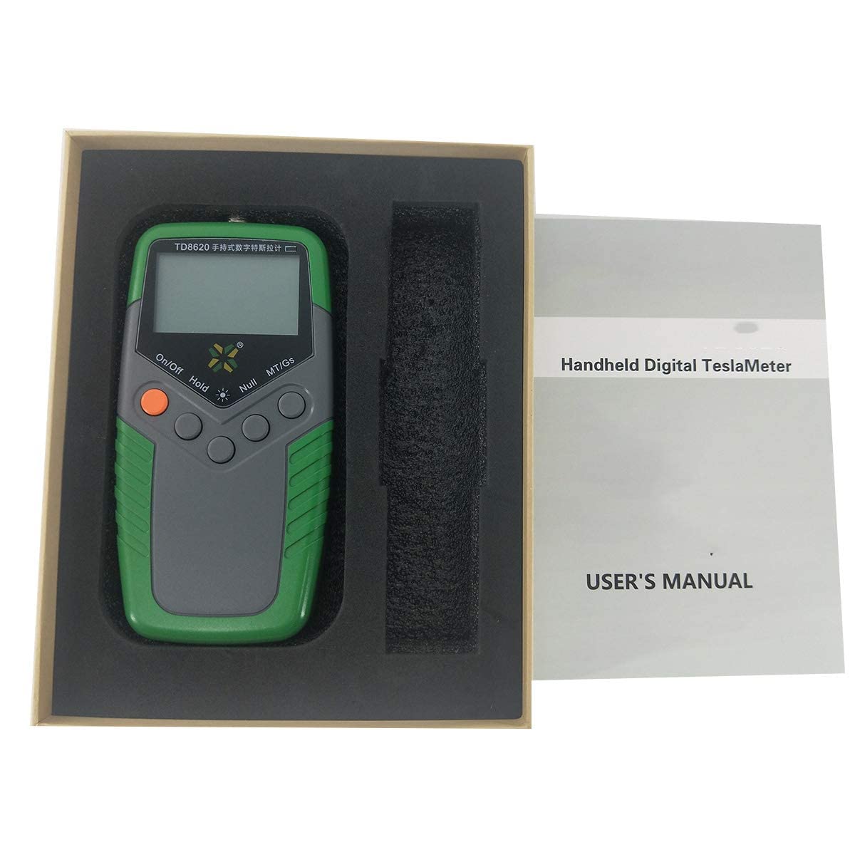 Handheld Gauss Meter Surface Magnetic Field Flux Tesla Meter with Axial Probe Accuracy 2% Range 200 mT 2000 mT