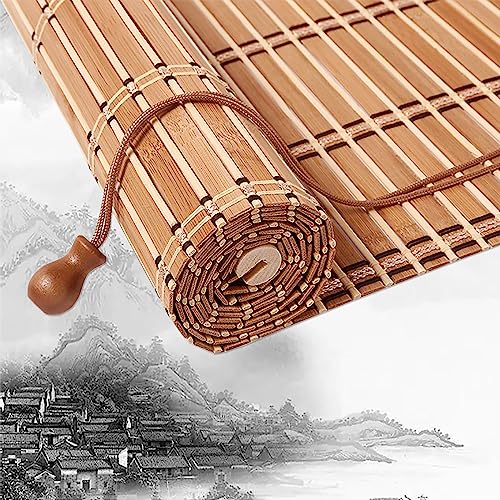Rideau en Bambou, Store Enrouleur Naturel, Stores À Rouleaux Romains, Occultant Exterieur pour Fenêtre, Jardin, Balcon, Personnalisable-F-W105xH240cm/41x94in