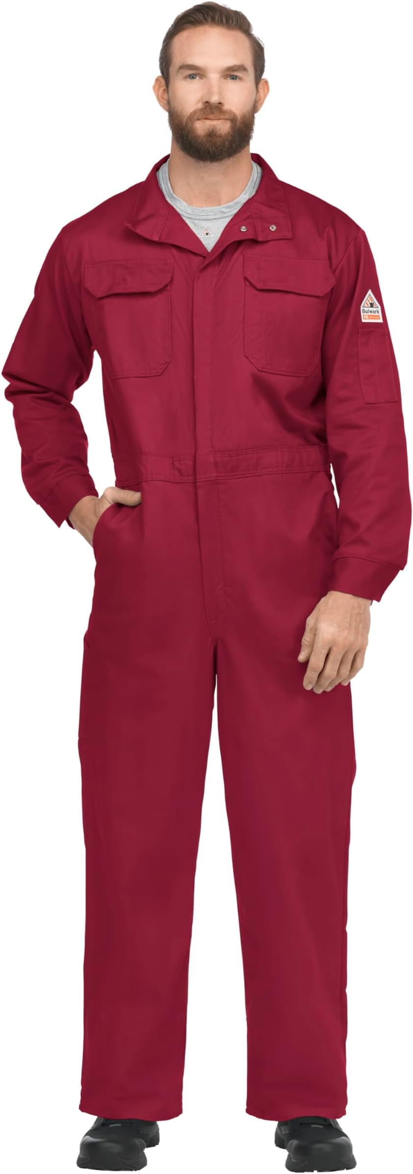 Bulwark Flame Resistant 9 oz Twill Cotton Concealed Snap Coverall