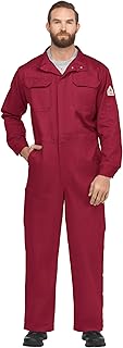 mens Flame Resistant 9 Oz Twill Cotton Premium Concealed Snap Coverall