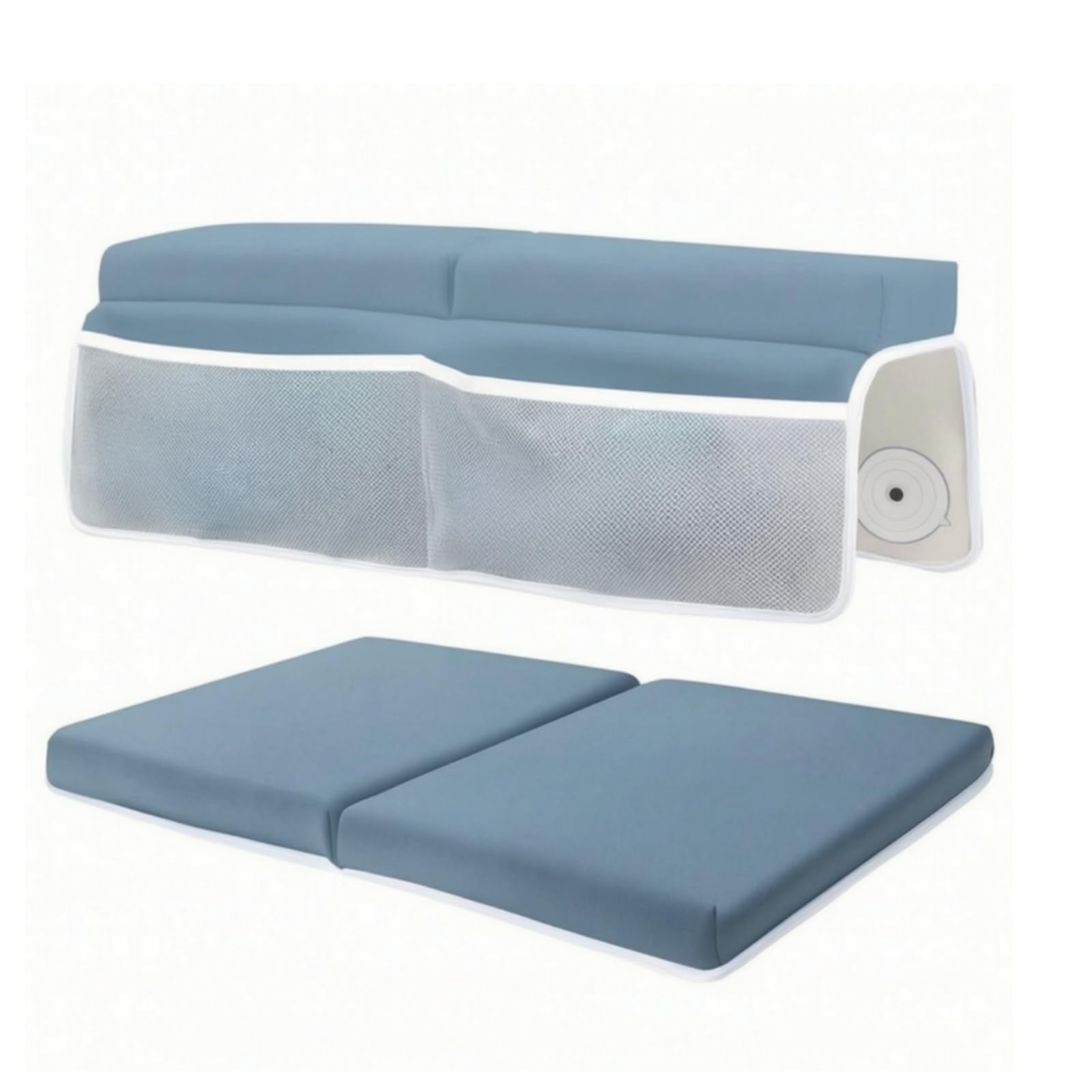 Inginocchiatoio da Bagno Imbottito, Azzurro Chiaro – Modello Con Tasca Standard E 4 Ventose