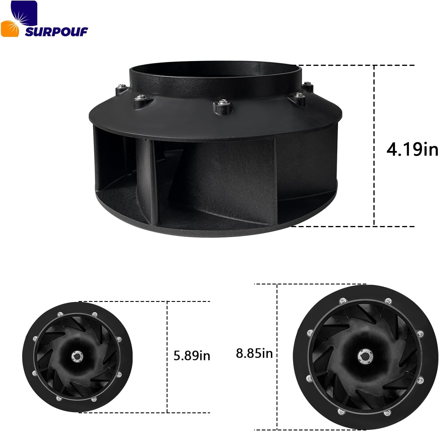 70359801P Blower Fan Fits for Huebsch Speed Queen and Ipso Dryer Replaces 70123301, 70123301P, 70248601, 70248601P, 70359801, TU20281, TU21120, TU218171
