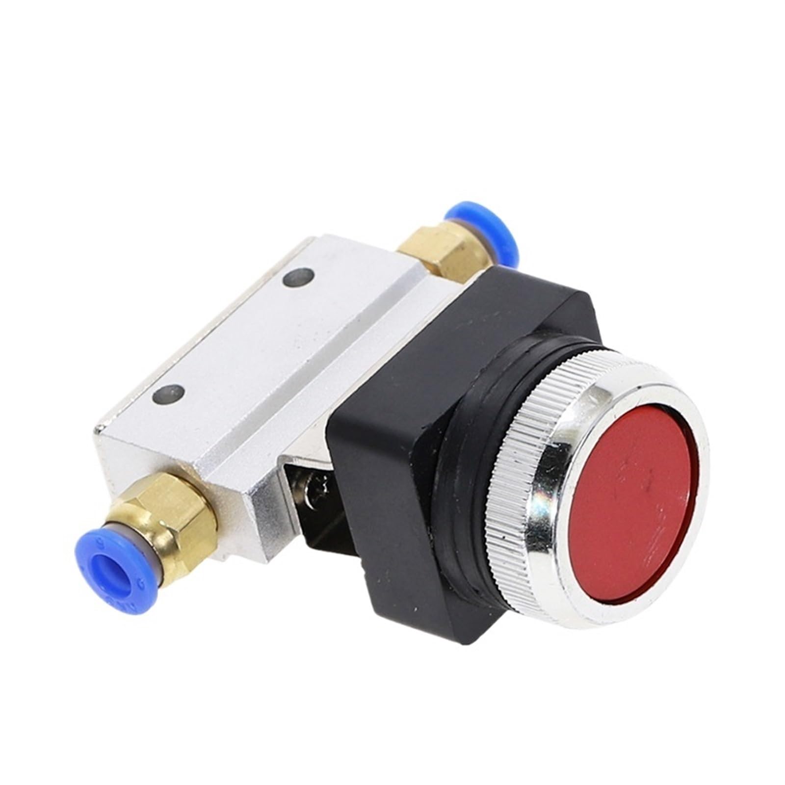 Válvula mecánica MOV-03B, rosca de 1/8 de pulgada, 2 posiciones, 3 vías, botón pulsador plano rojo y verde, válvula neumática momentánea, 1 unidad(No Fittings red)