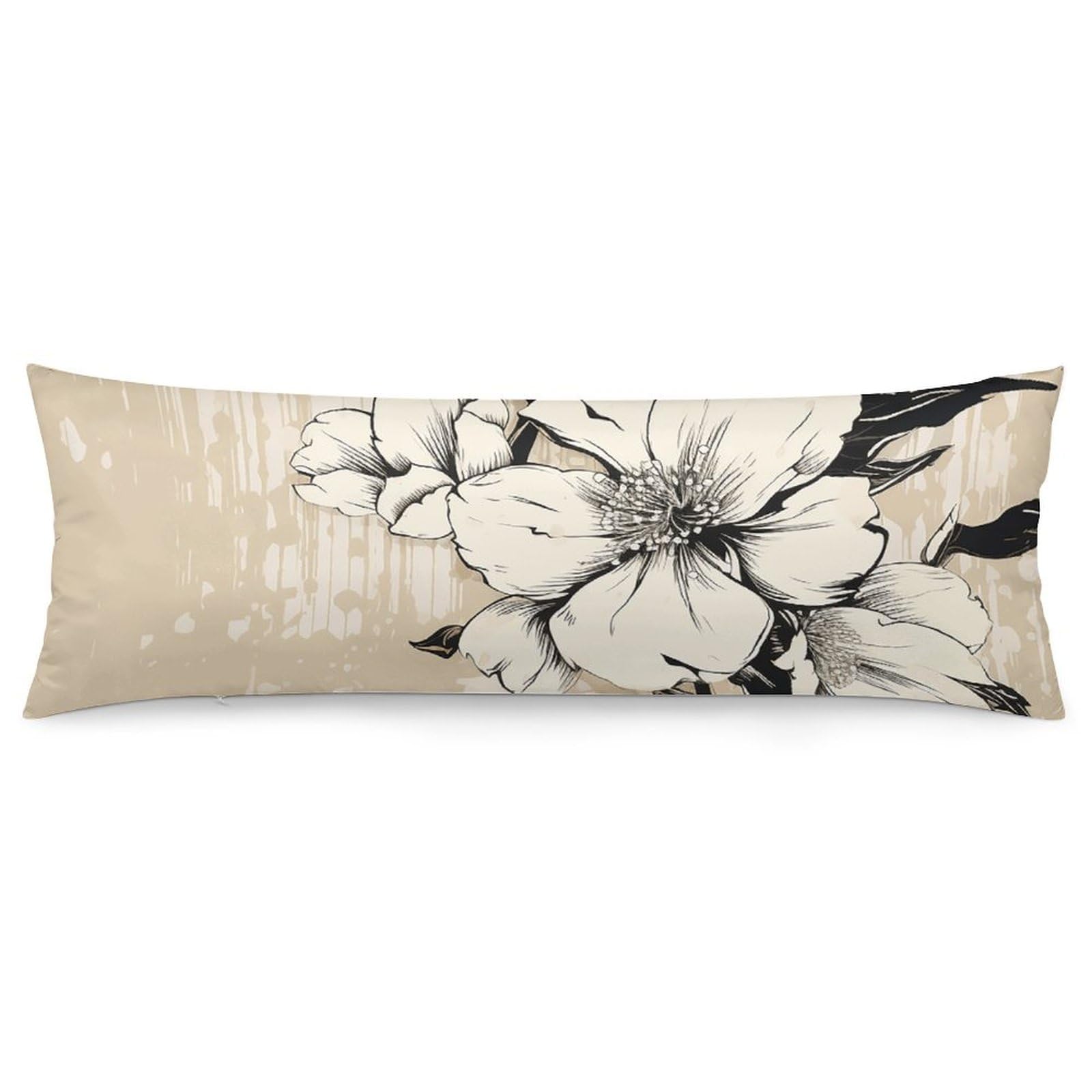 Housses de coussin motif floral beige 50x137 cm en textile premium doux