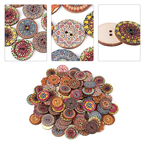 100 Pcs 1 Inch Mixed Pattern Vintage Wooden Buttons With 2 Holes For Sewing Clothing Accessories, Diy Crafting Projects Decorations… (100) #TOP4