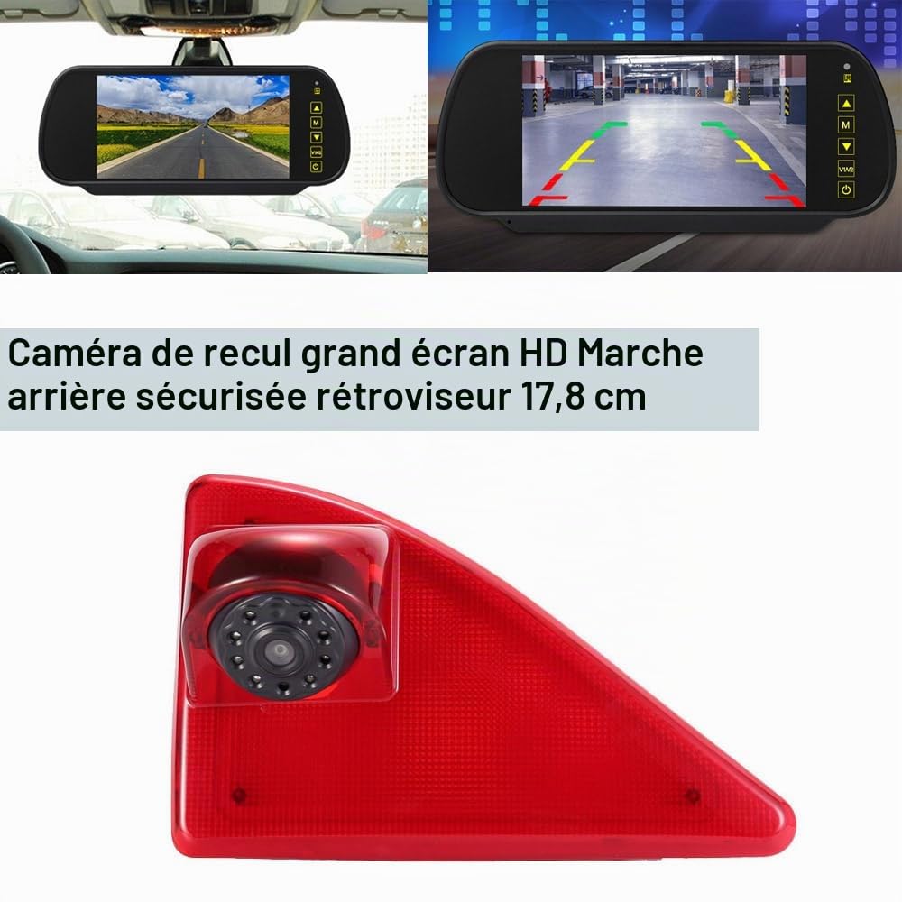 Troisième toit de voiture Feu stop Caméra de recul Feu de freinage Caméra de voiture + Rétroviseur LCD 7" de rechange pour Opel/Vauxhall Movano/Renault Master/Nissan NV400