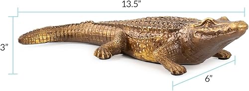 Miniatura 8 de Howard Elliott Collection 52029 Esculturas de oro de cocodrilo antiguo para decoración del hogar, estatua para estantes de libros, consolas,