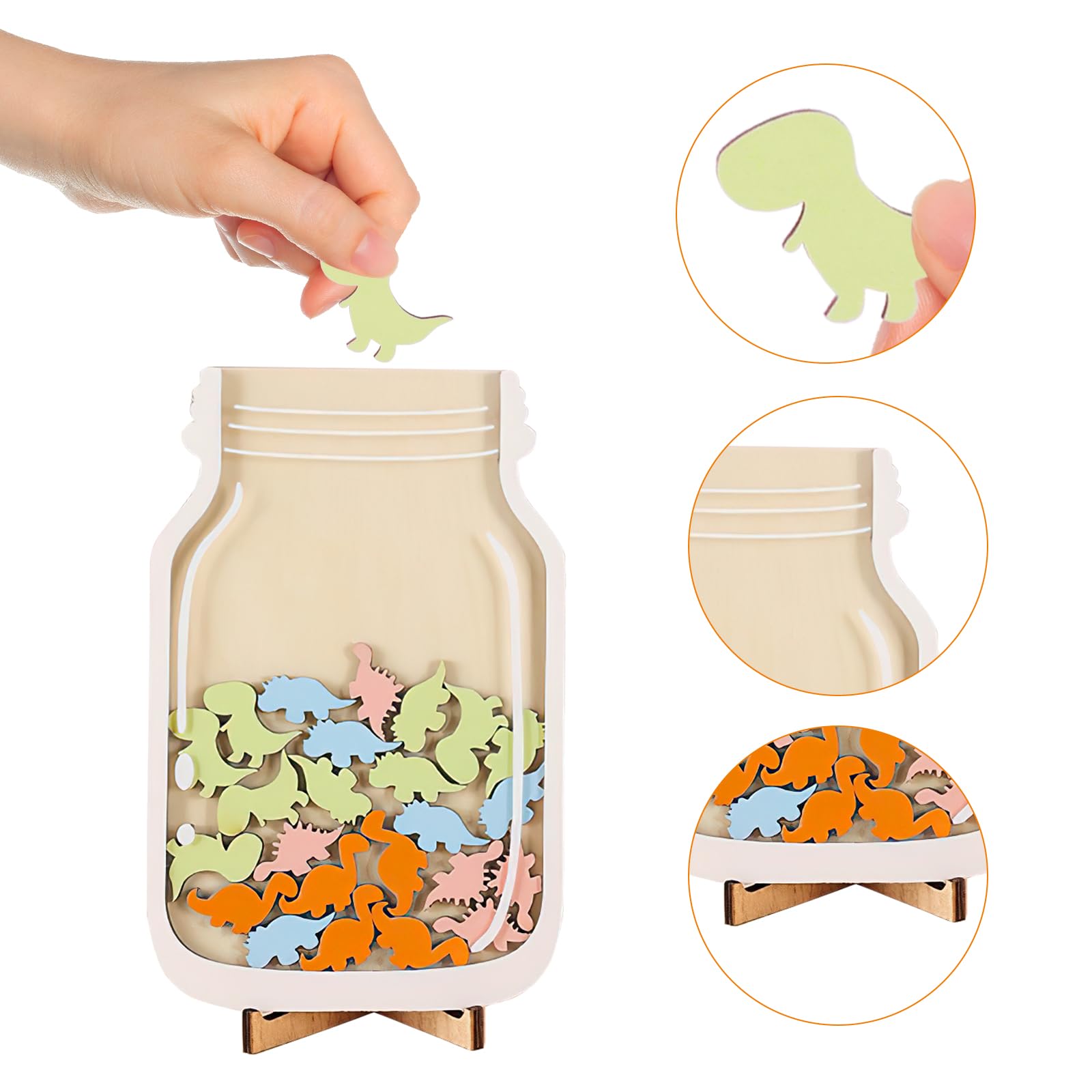 2Pcs Reward Jar,Reusable Reward Jars For Children,Good Behaviour Chart Reward Pot For Home Classroom School Teacher Parent Reward Chart Ornaments(Dinosaur) - Image 3