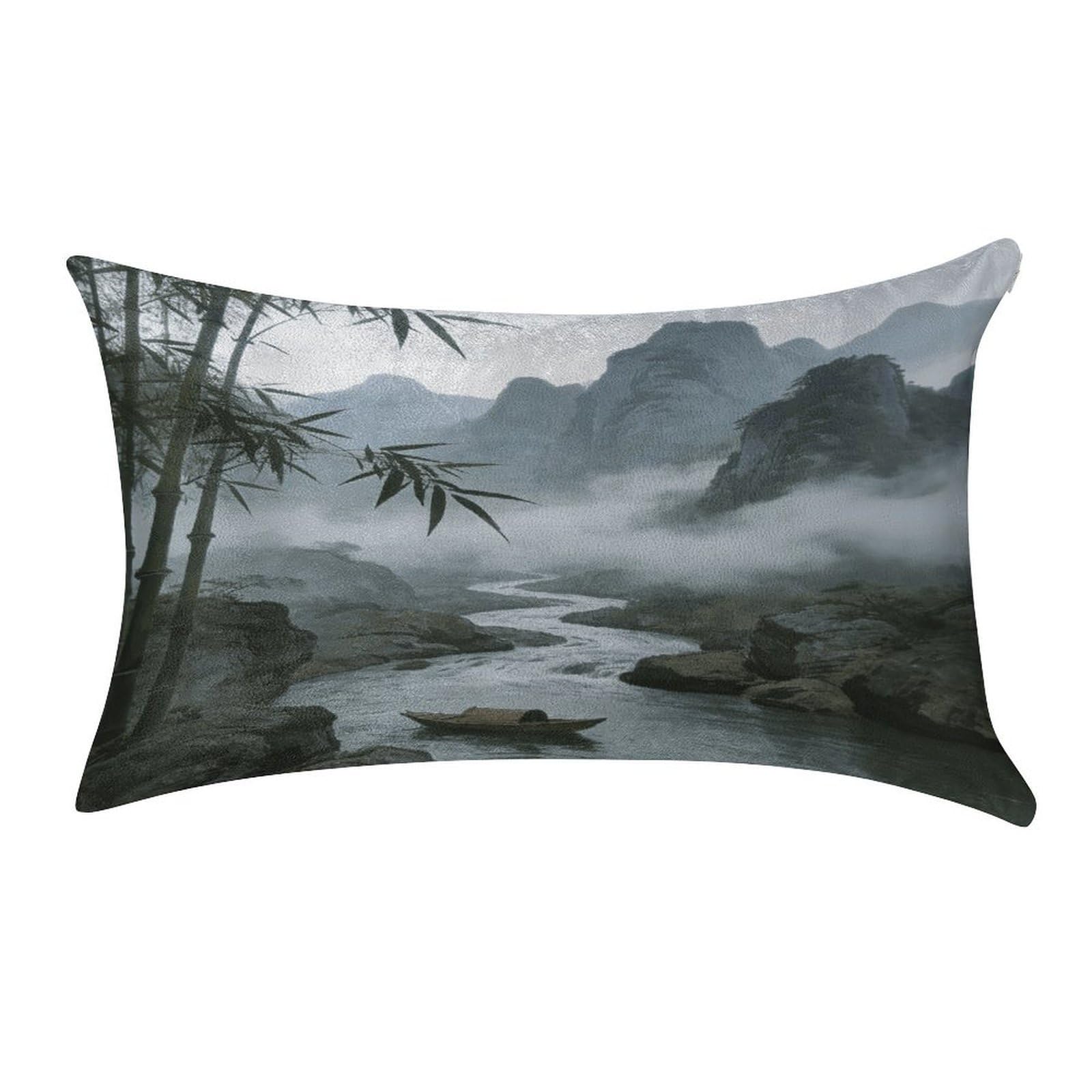 Fodpand Style Rainy And Misty Return Of The Boat Pillowcase,Elegant Designed Home Decor,Velvet Pillowcase,Soft And Cozy,Pillow Case Cover With Hidden Zipper For Bedroom, Sofa, Couch