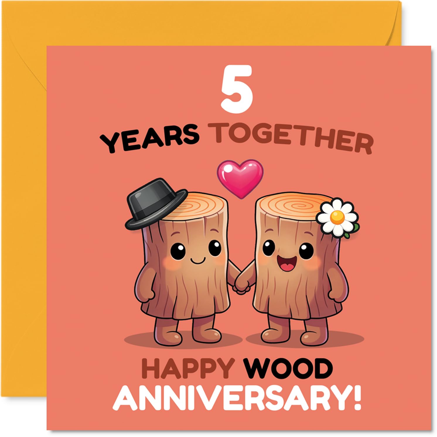 Playful 5th Anniversary Card, Celebrate Five Years of Love