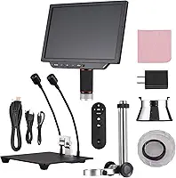 Microscópio Digital Com Tela IPS de 10,1 "| Gravação de Vídeo 4K, Câmera de 52 MP, Zoom 13X-540X para Reparo de Placa de Circuito, Inspeção de Eletrônicos e Moedas