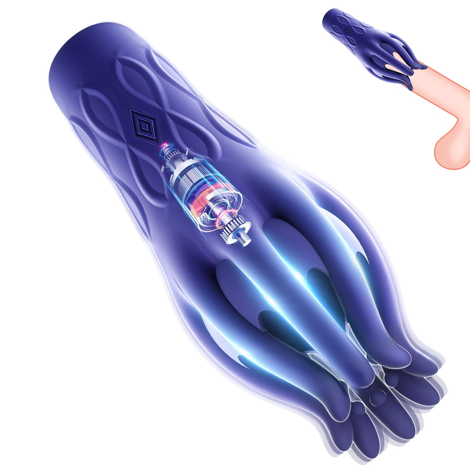 Entraîneur de pénis,Masturbateur électrique hommes avec 10 modes de vibration,Poche pour pénis, appareil de massage manuel du gland, jouet sexuel pour améliorer l'endurance sexuelle (bleu profond)