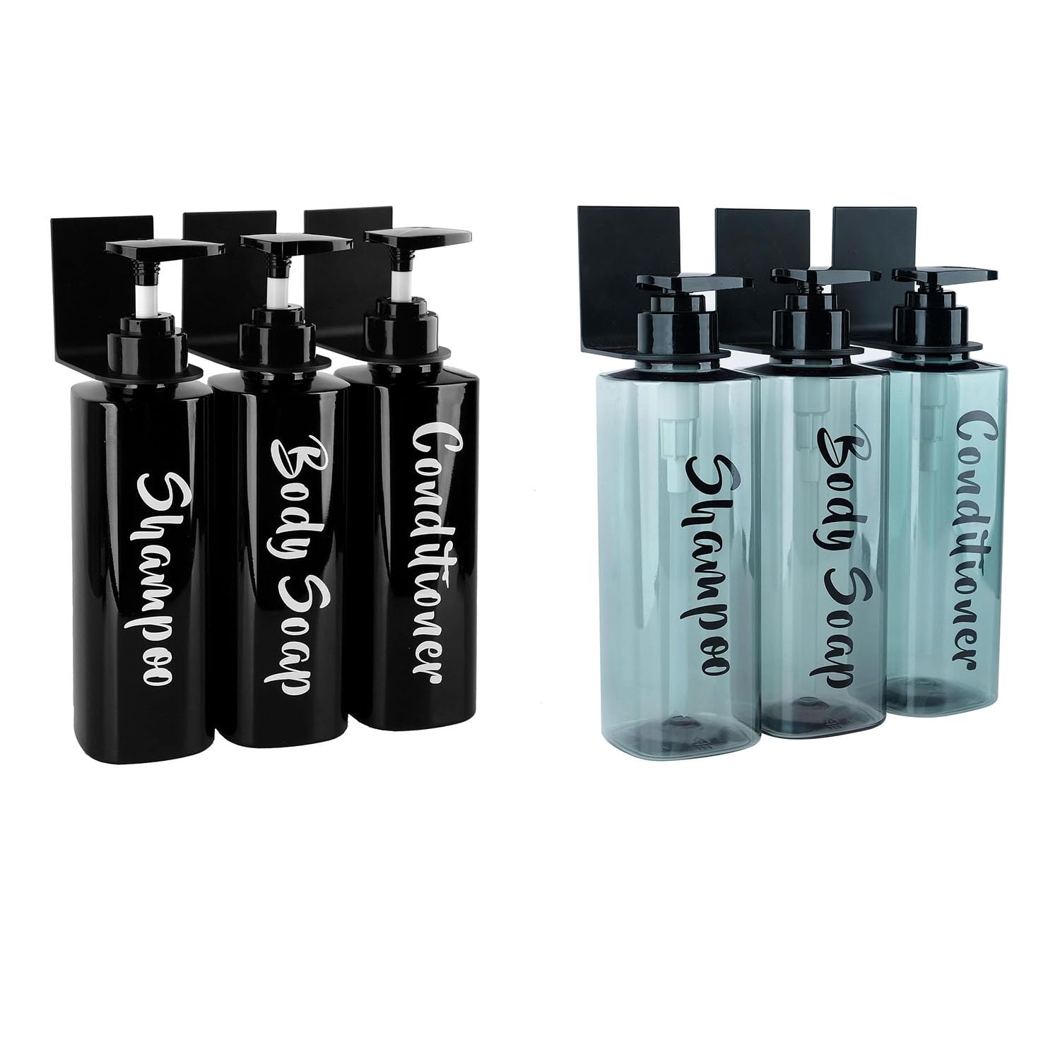 AUMIO16.9oz Shampoo Dispenser for Shower Wall 3 Chamber, Drill Free Shampoo and Conditioner Dispenser Wall Mounted Shower Soap Dispenser Shampoo Bottles for Home Bathroom Hotel Commercial Use