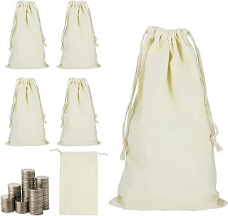 6 Pack 10x17" Coin Deposit Change Transit Bags Canvas Bank Coin Money Cash Bag