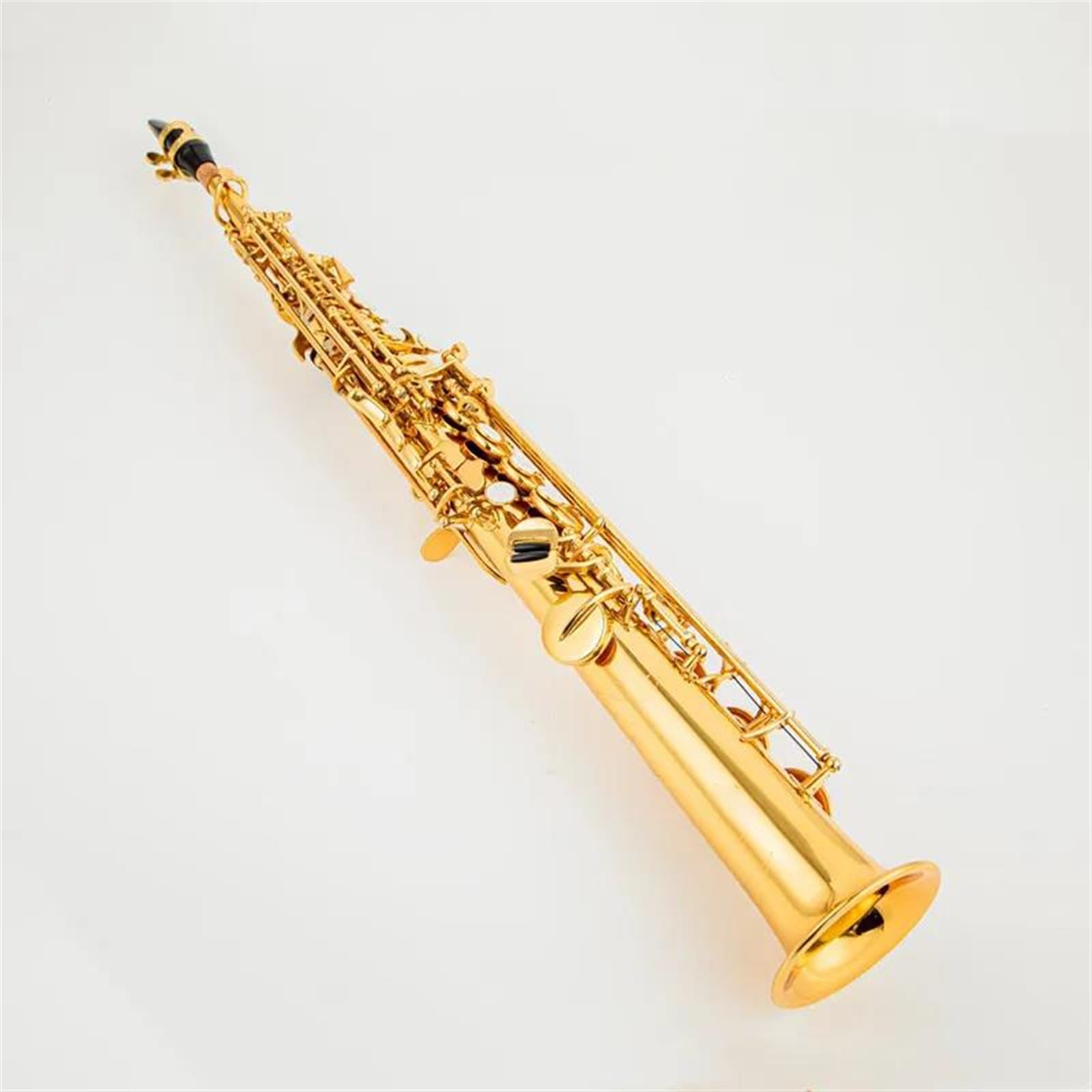 Saksofon Mosiężny Prosty Sopran Bb B Płaski Saksofon Saksofonowy Instrument Dęty Drewniany Carve Wzór
