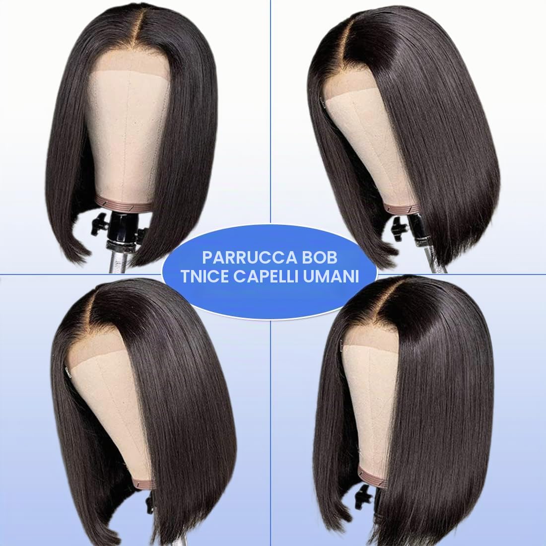 TNICE Bob Wig Human Hair Straight wig 4x4 Lace Front 8 inch Natural Colour