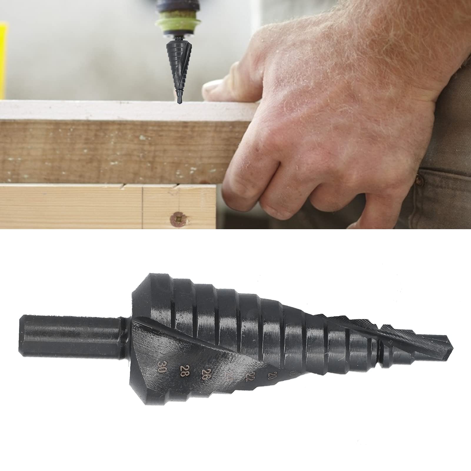 ZAWELIYO 6-30mm Metal Step Drilling Bit, Split Tip for Automatic Deburring, High Speed Steel Step Drill Bit for Iron, Wood, PVC, Aluminium Alloy