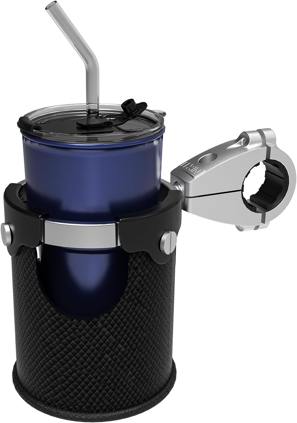 LX-C3 Motorcycle Cup Holder with 360°swivel ball-Mount, Large Boat Drink Holder with Basket, Metal Handlebar Mount for Motorcycle Passenger/ATV/Scotter/Harley, Fits Handlebar 7/8'' to 1 1/4''