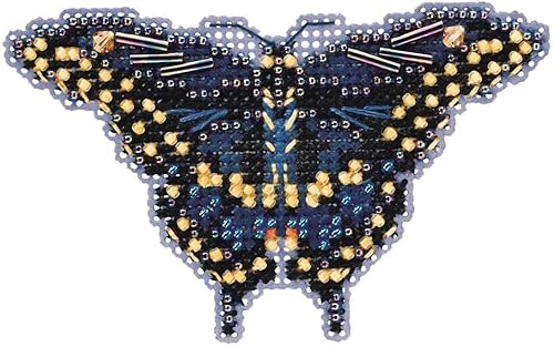 Kit de adorno de punto de cruz con cuentas de mariposa de cola de golondrina negra Mill Hill 2011 Ramo de primavera MH18-1103 disponible en Yaxa Colombia