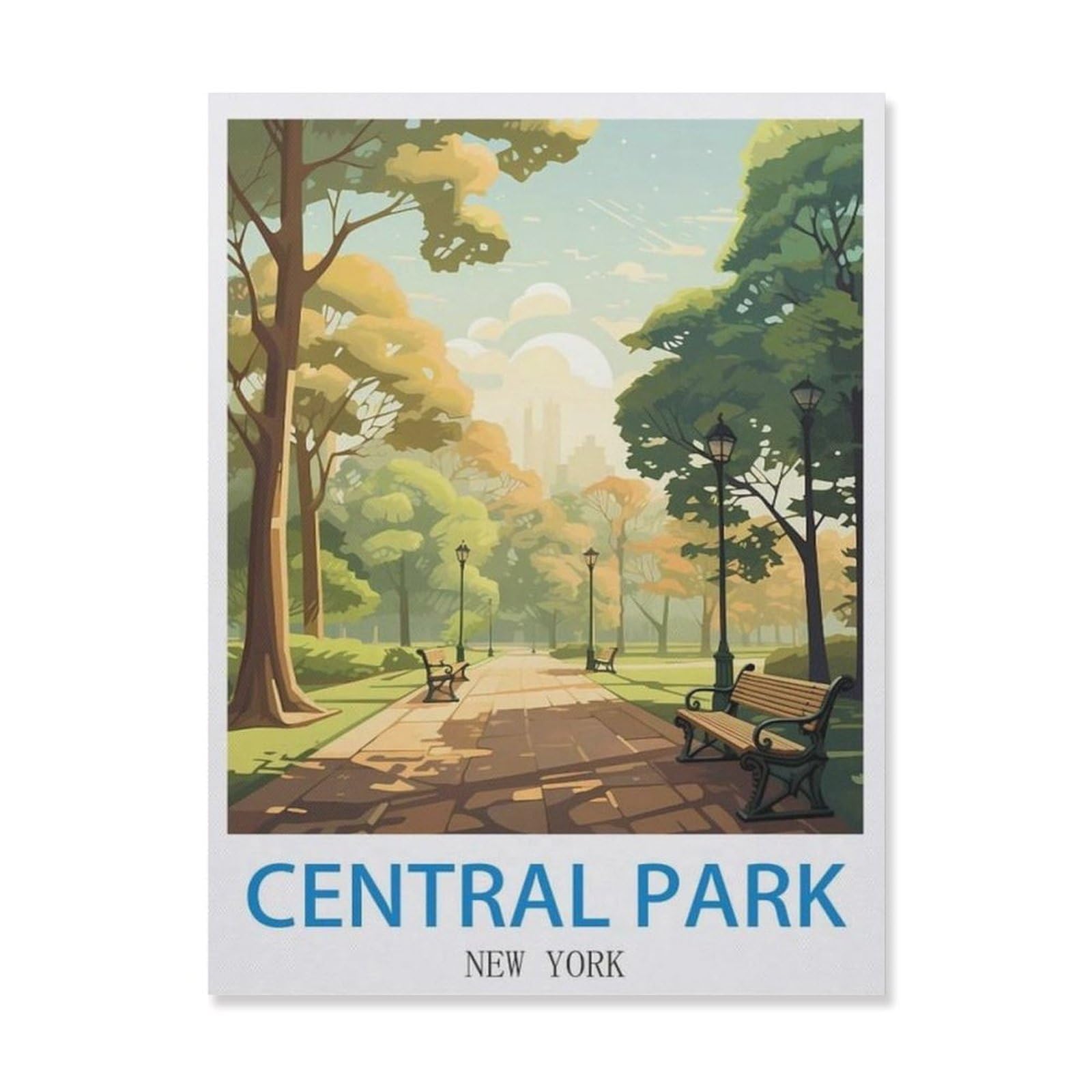 Central Park New York，Vintage Tin Signs Funny Metal Tin Sign Wall Art Garden House Plaque for Bathroom Kitchen Cafe Wall Halloween Christmas Decor(30x40cm）12x16 inch-EH46